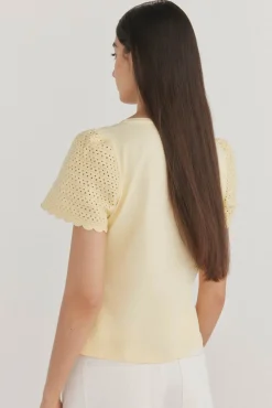 Camiseta lisa manga crochet