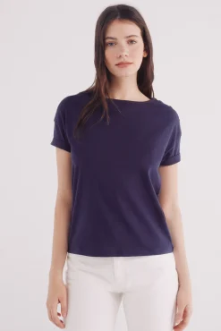 Camiseta lisa manga vuelta botones hombro