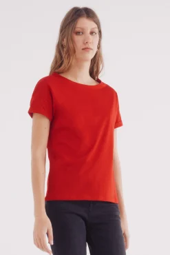 Camiseta lisa manga vuelta botones hombro