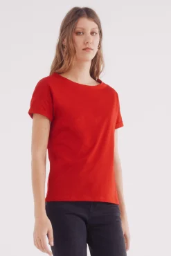 Camiseta lisa manga vuelta botones hombro