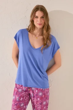 Camiseta manga corta azul claro