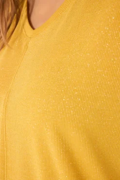 Camiseta manga corta canalé lurex dorado