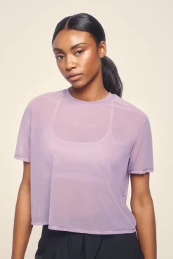 Camiseta manga corta mesh lila