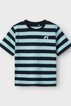 Camiseta niño rayas logo