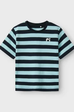 Camiseta niño rayas logo