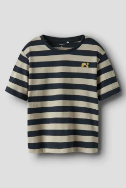 Camiseta niño rayas logo