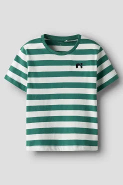 Camiseta niño rayas logo
