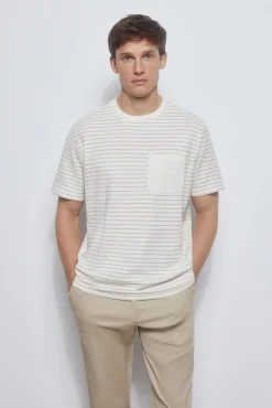 Camiseta piqué rayas con bolsillo