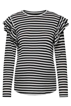 Camiseta rallas premamá manga larga y volantes