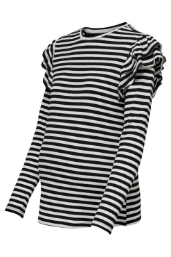 Camiseta rallas premamá manga larga y volantes