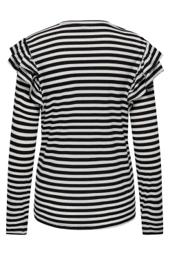 Camiseta rallas premamá manga larga y volantes
