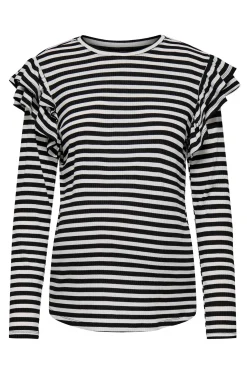 Camiseta rallas premamá manga larga y volantes