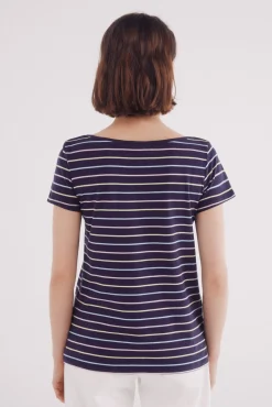 Camiseta semi entallada cuello barco