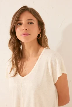 Camiseta sin mangas 100% algodón marfil