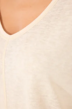 Camiseta sin mangas 100% algodón marfil