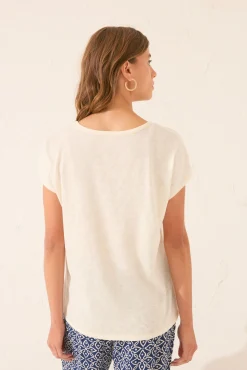 Camiseta sin mangas 100% algodón marfil