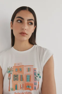 Camiseta sin mangas estampado posicional