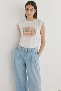 Camiseta sin mangas estampado posicional