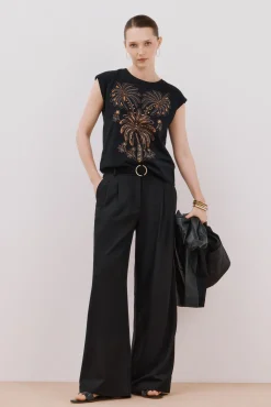 Camiseta sin mangas estampada