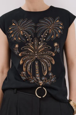 Camiseta sin mangas estampada