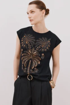 Camiseta sin mangas estampada