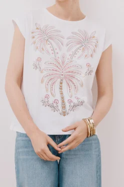 Camiseta sin mangas estampada