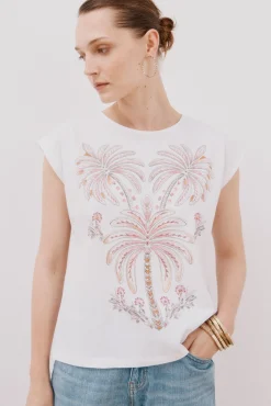 Camiseta sin mangas estampada