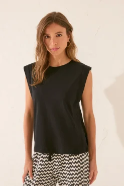 Camiseta sin tirantes 100% algodón negro