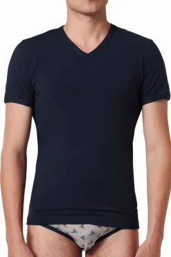 Camiseta termal de hombre cuello pico manga corta