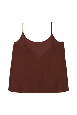 Camiseta tirantes canalé marrón