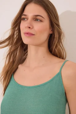 Camiseta tirantes canalé verde