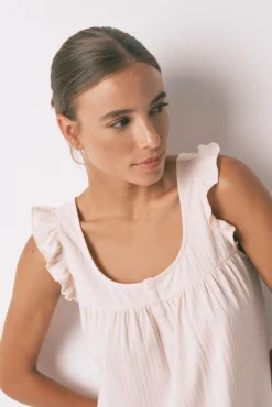 Camisón corto canalé rosa