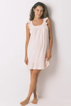 Camisón corto canalé rosa
