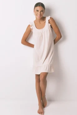 Camisón corto canalé rosa