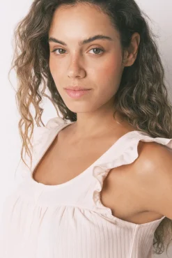 Camisón corto canalé rosa