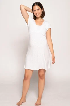 Camisón de lactancia con manga corta y lunares