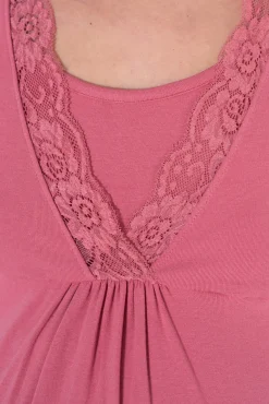 Camisón de lactancia manga corta con encaje