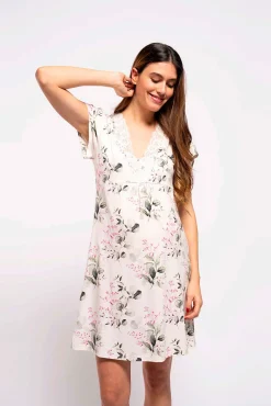 Camisón lactancia manga corta de flores