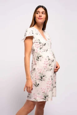 Camisón lactancia manga corta de flores