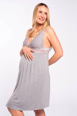 Camisón lencero con encaje lactancia
