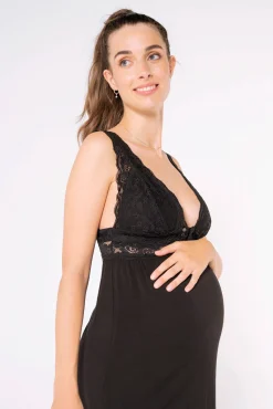 Camisón lencero de lactancia con encaje