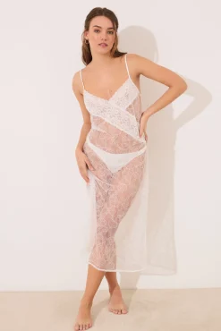 Camisón midi encaje blanco