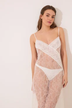 Camisón midi encaje blanco