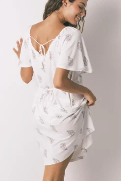 Camisón midi "maternity" algodón floral marfil