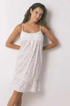 Camisón midi "maternity" algodón floral rosa