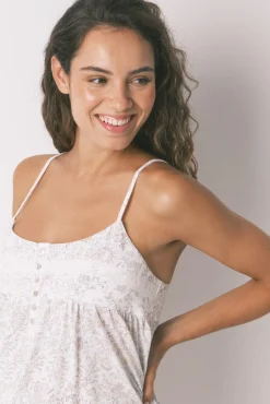 Camisón midi "maternity" algodón floral rosa