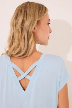 Camisón midi viscosa brillos azul
