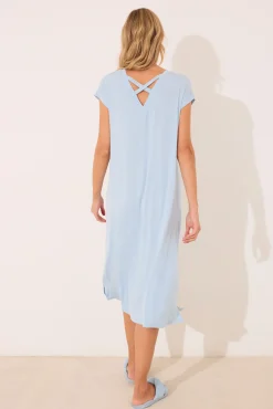 Camisón midi viscosa brillos azul