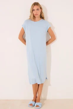 Camisón midi viscosa brillos azul
