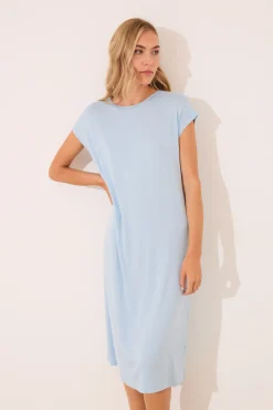 Camisón midi viscosa brillos azul